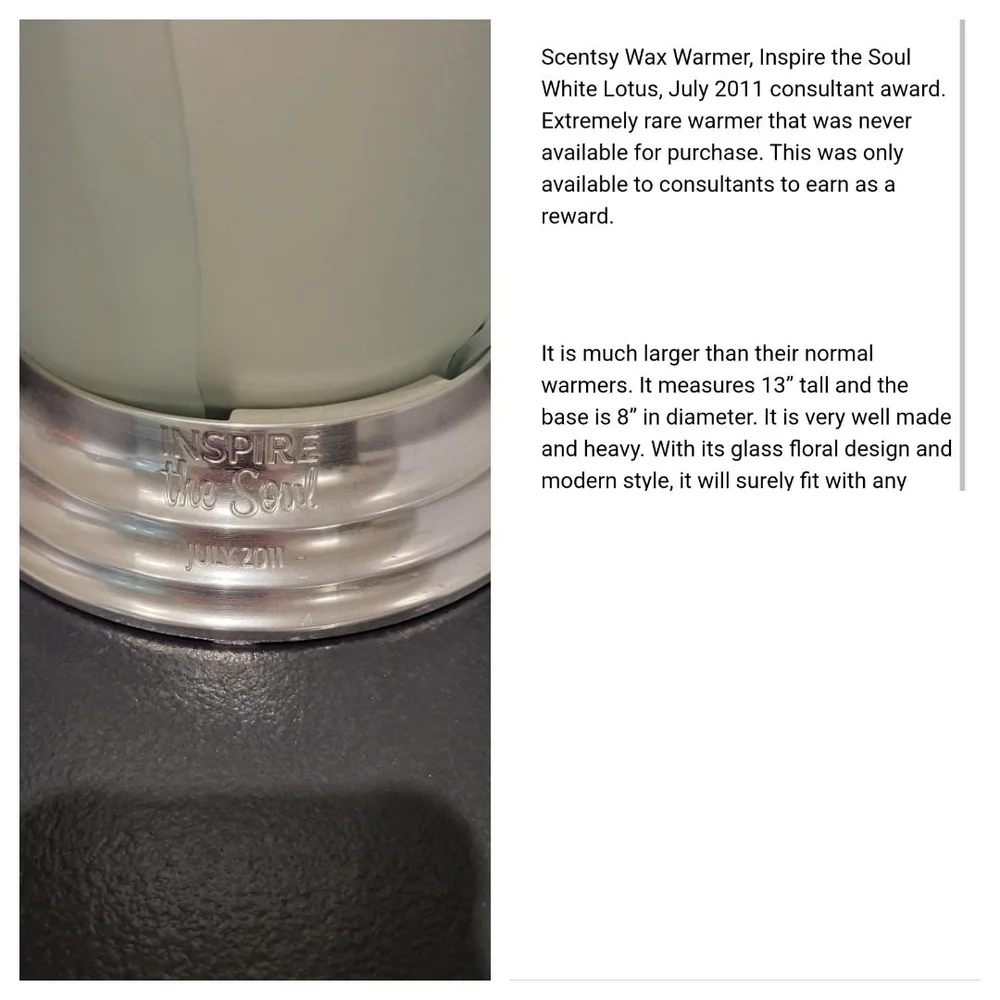 RARE Scentsy Wax Warmer "Inspire The Soul White Lotus" - Picture 3 of 3